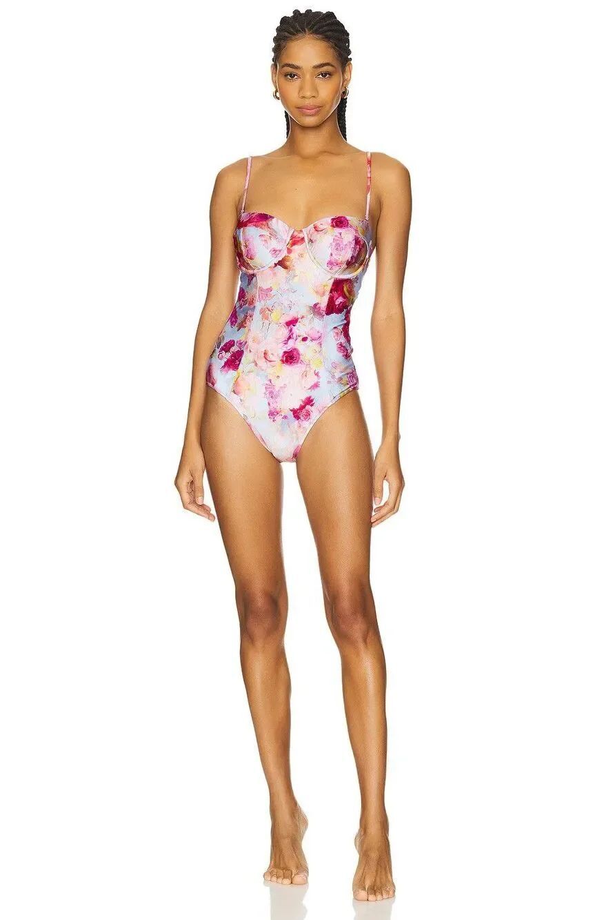 New L'Agence Amie Soft Cloud Underwire Bandeau One Piece Swimsuit Large